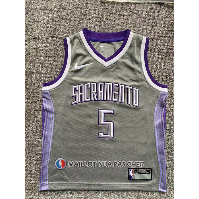 Maillot Enfant Sacramento Kings De'aaron Fox NO 5 Ville 2022-23 Gris